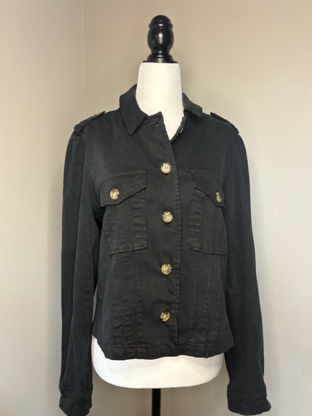 Velvet Heart Black Utility Jacket with Gold Buttons